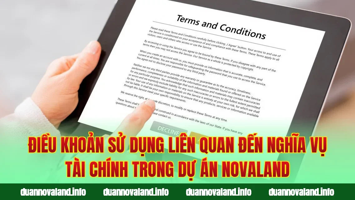 Điều khoản sử dụng liên quan đến nghĩa vụ tài chính trong dự án Novaland